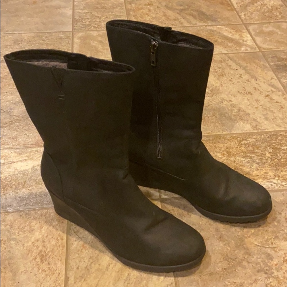 Black Ugg leather waterproof wedges